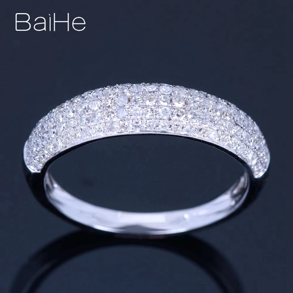 BAIHE Твердое 14 к белое золото 0.5CT сертифицировано H/SI круглой огранки из натуральных бриллиантов свадебные женские модные ювелирные изделия кольцо