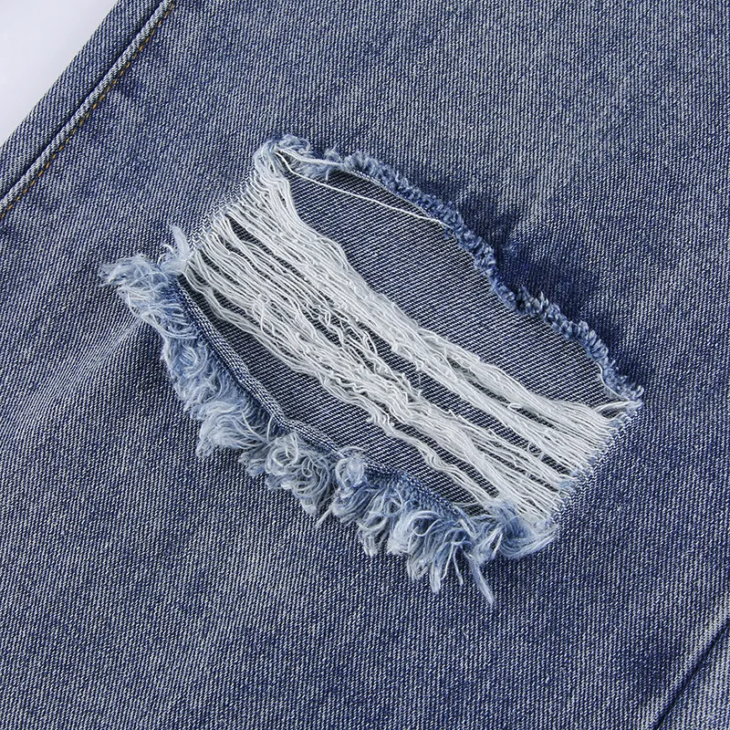 

2021 Ripped Jeans for Women Jeggings Tapered Skinny Fit Ankle Length Pants Hip Hop Fashion Straight Denim Trousers