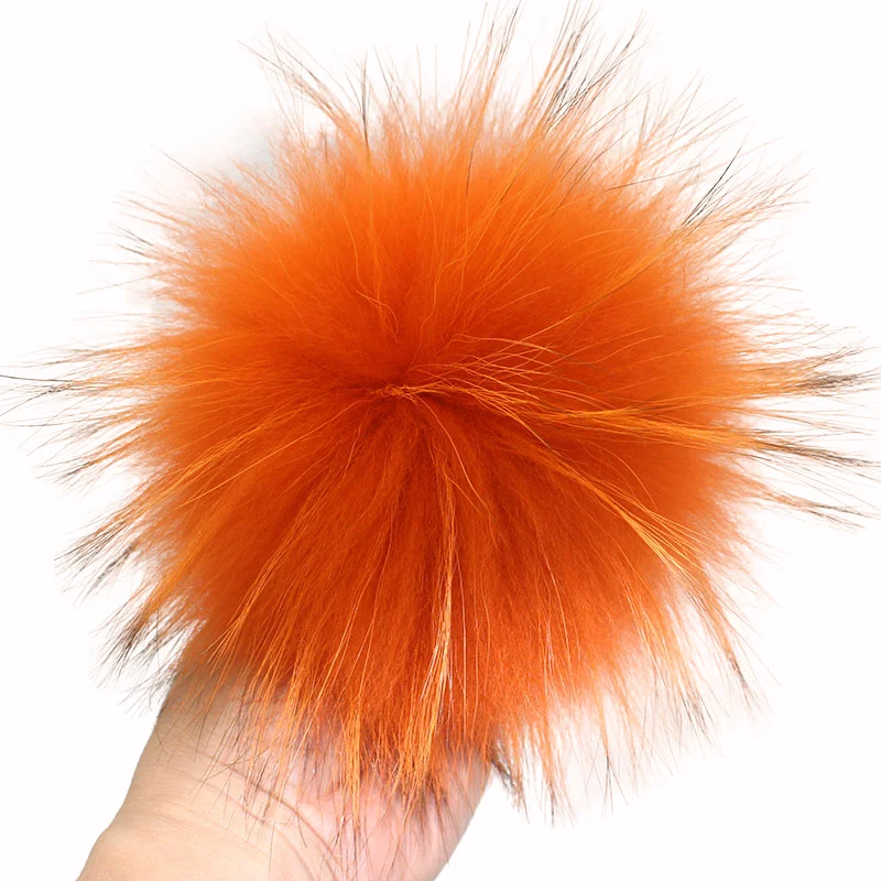 Orange Red 2 шт./лот, разноцветные помпоны из лисьего меха, зимние вязаные шапки, черно-белые помпоны с помпоном для взрослых и детей - Цвет: Orange Red