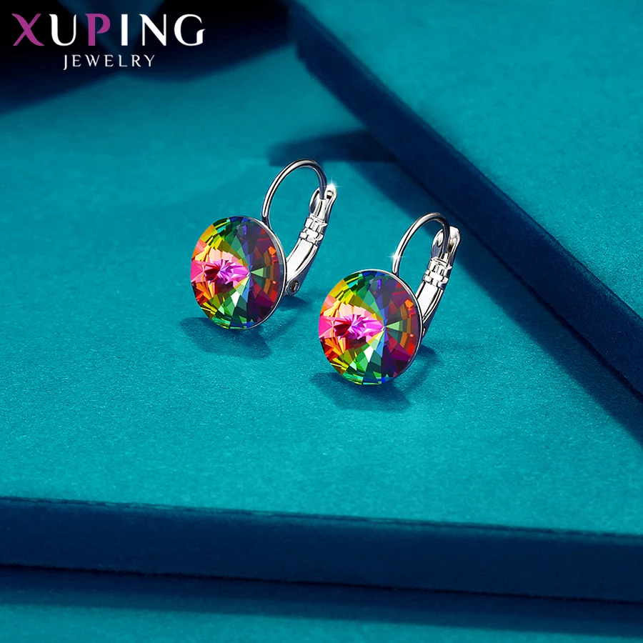 Xuping простой дизайн обручи серьги Модные Кристаллы от Swarovski Специальный стиль для