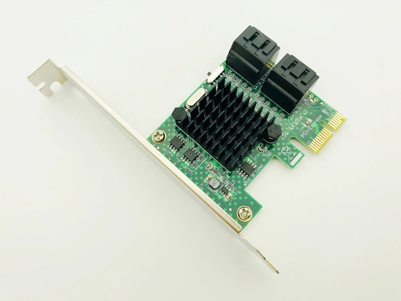 Переходник PCI-E PCI Express 1x на 4 порта Sata 3 0 III 6 Гбит/с низкопрофильный кронштейн для