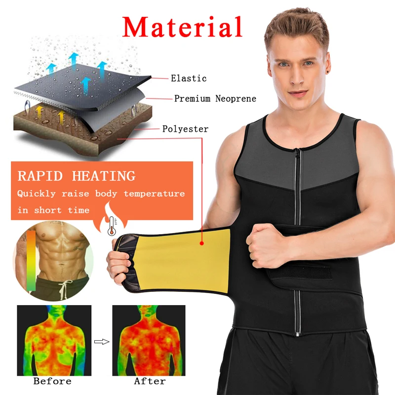 NINGMI Sports Vet  Mens Slimming Belt Fitness Waist Trainer Tights Weight Loss Neoprene Sauna Body Shaper Tank Top