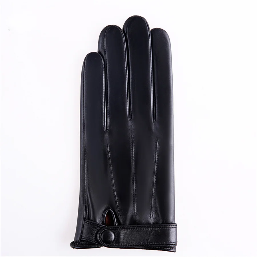 Men Genuine Leather Gloves  Touch Screen Gloves Thick Warm Men'S Driving Thin Winter Sheepskin Gloves 5-Mlz106