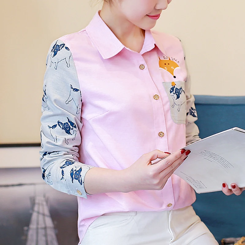 Осень 2019 Повседневная Женская блузка с длинным рукавом рисунком вечерние одежда