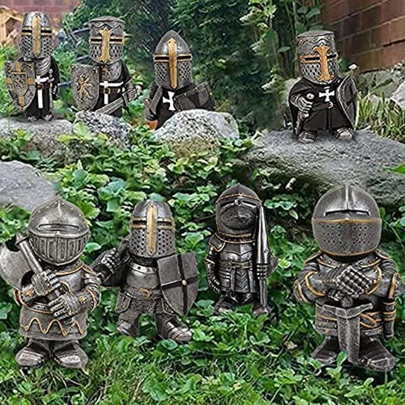 

Knight Gnomes Guard, Dwarf Gnome Statue,Funny Garden Sculpture Outdoor, Decor for Patio,Lawn,Yard