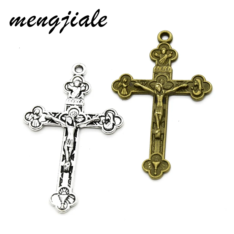 

10pcs Wholesale Two Color Jesus Cross Charms Zinc Alloy Metal Pendants For DIY Handmade Jewelry Accessories Making 45*27mm