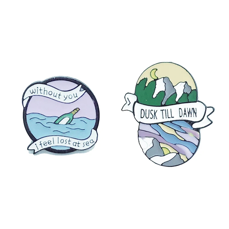 Креативный без вас я потерял в море Эмаль Булавка Сумерки до рассвета брошь
