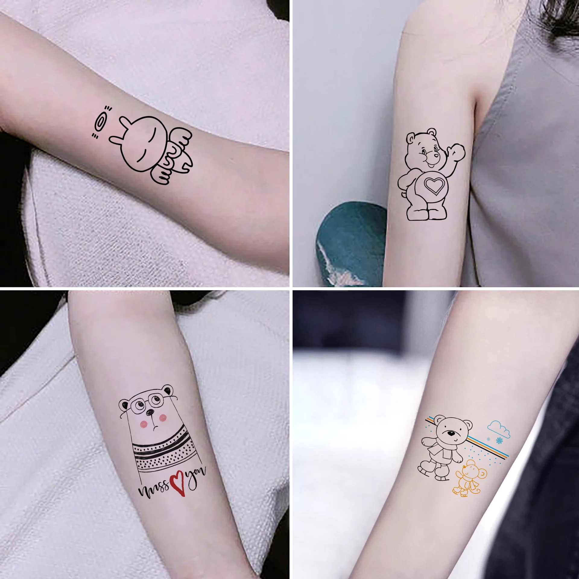 42 Sheets Temporary Tattoos Stickers,Cartoon Cute Mixed Style Body Art Temporary Tattoos for Women, Kids Tattoo Sticker Sets