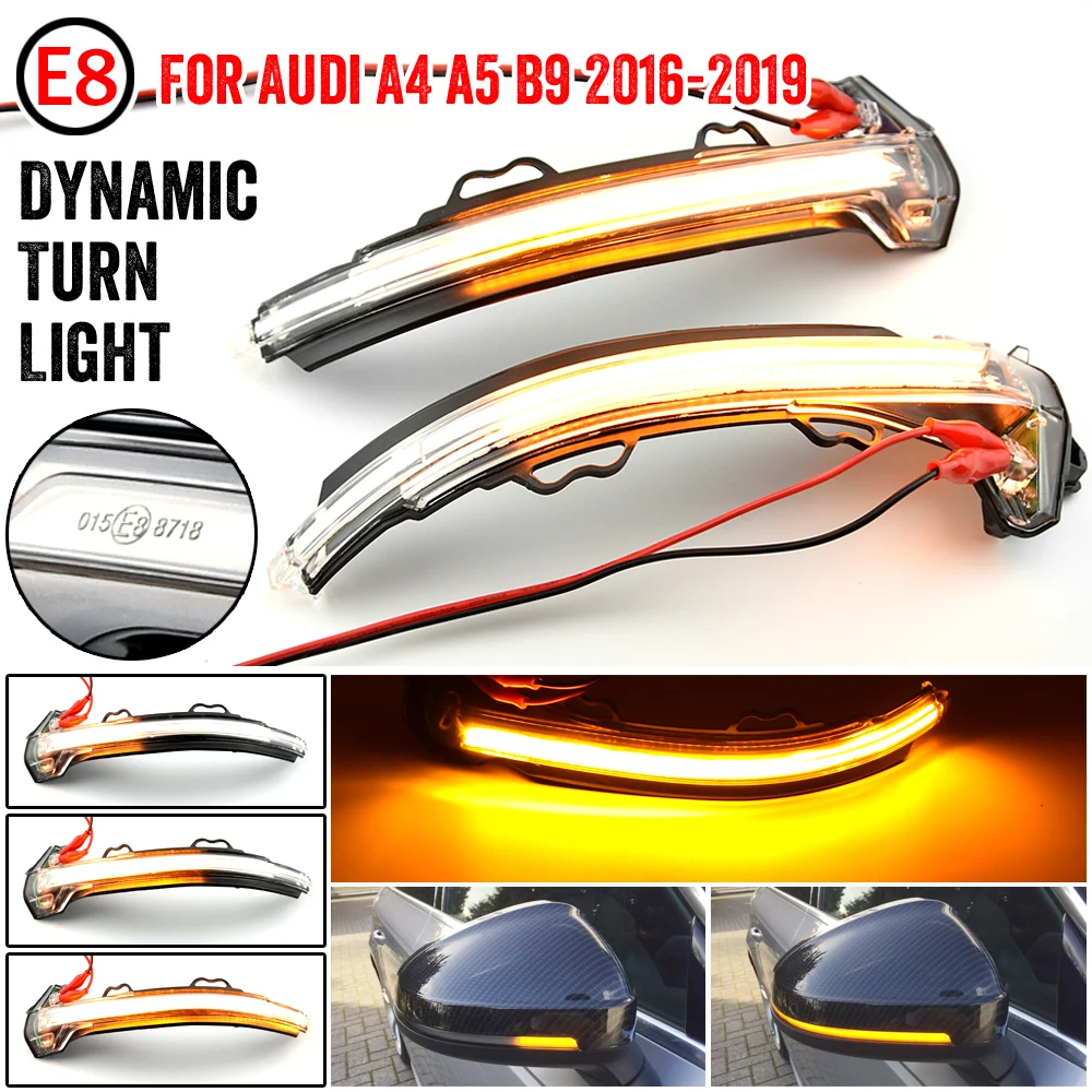 

LED Dynamic Turn Signal Light Blinker Repeater Lamp For Audi A4 S4 RS4 B9 2016-2019 A5 S5 RS5 Rearview Mirror Indicator