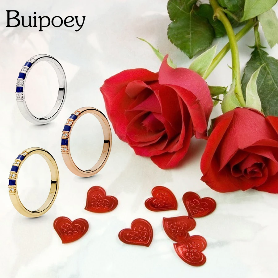 Buipoey Новая мода золотые кольца отлично подходят для выездов на милая пара стразы