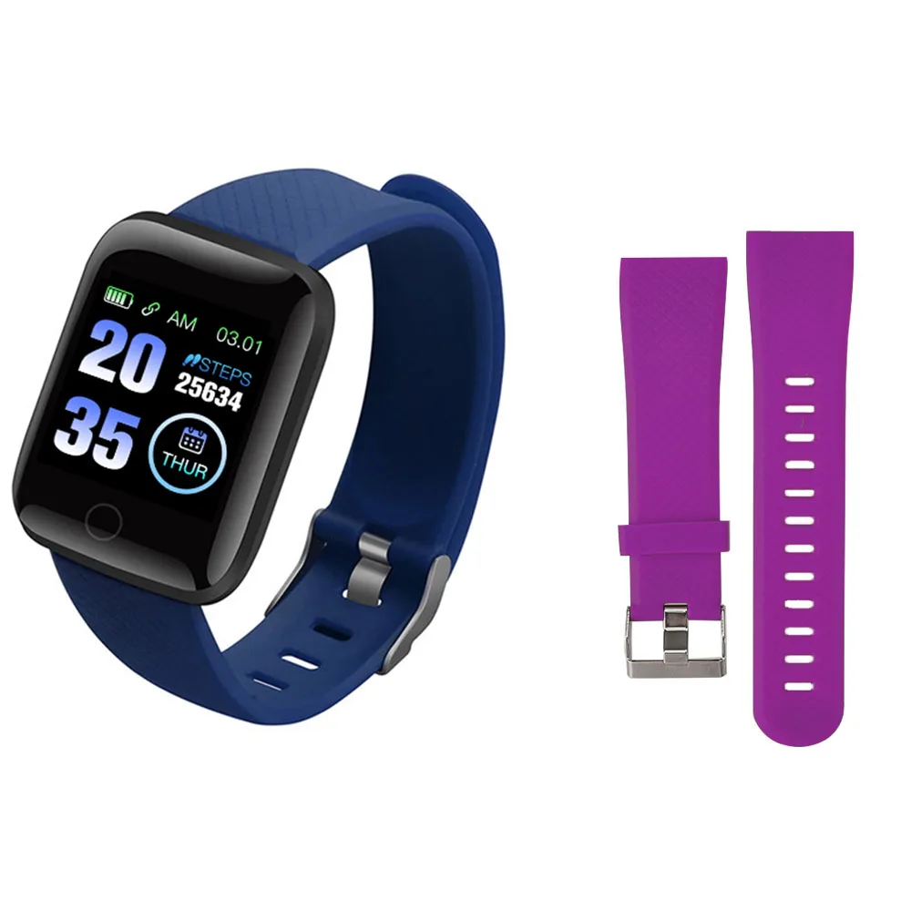 Blue Purple band Rovtop D13 умные часы 116 плюс часы сердечного ритма Смарт-браслет спортивные часы Смарт-браслет умные часы Android - Цвет: Blue Purple band