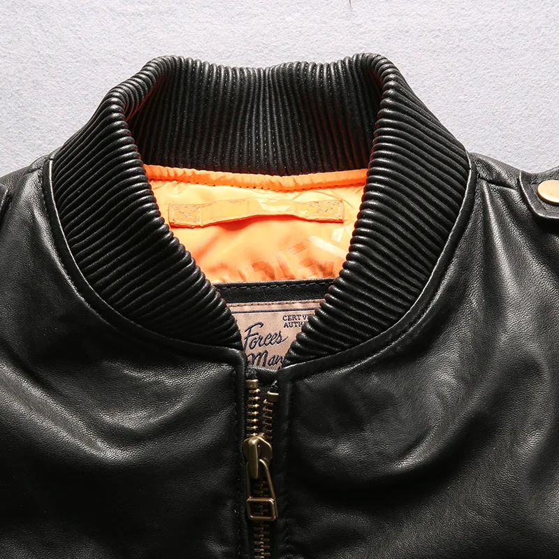 

New Men's Genuine Leather 2020 Down Large Size Thick Sheepskin Pilot Vintage Jackets Autumn Winter Russia Warm Coats