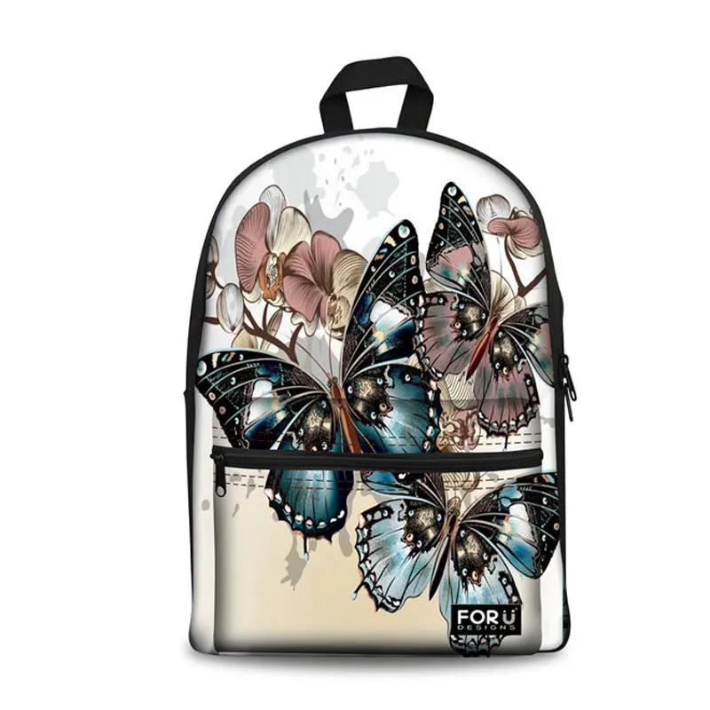Canvas Floral Butterfly Printing Backpacks Women Schoolbags for Teenager Girls Vintage Daily Travel Daypack Mochila Bolsos Mujer