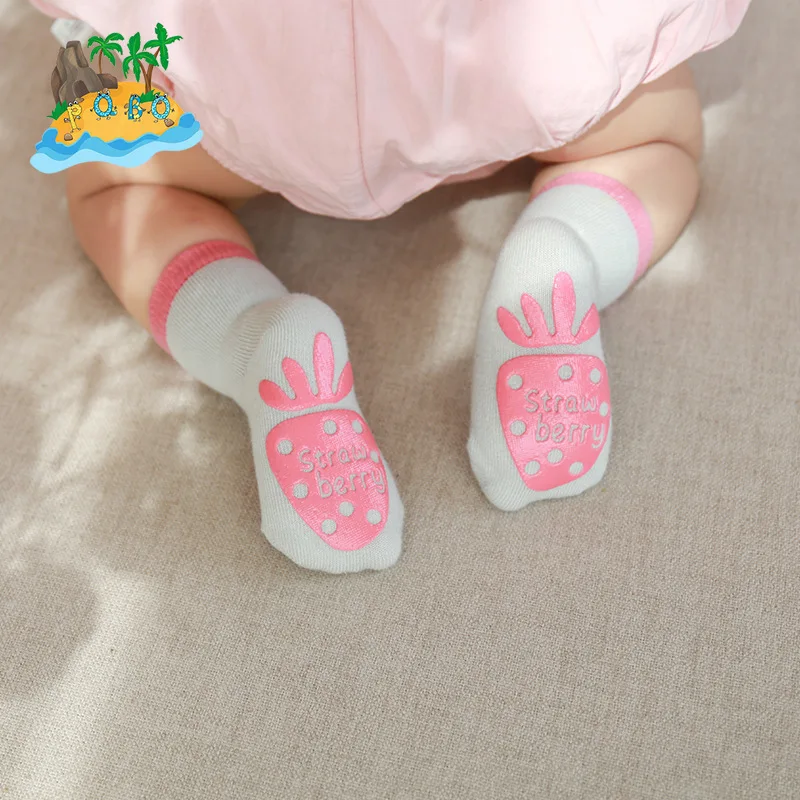 Calcetines de invierno de pelo grueso para beb&eacute; y ni&ntilde;a, medias divertidas de animales con suela de goma, para interiores, para reci&eacute;n nacidos-3