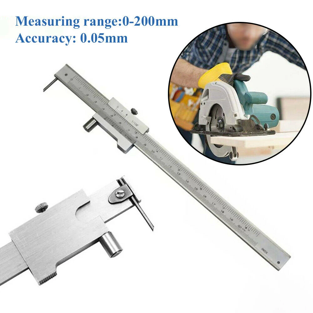 

0-200mm Stainless Steel Marking Vernier Caliper With Carbide Scriber Parallel Marking Gauging Ruler Measuring Instrument Tool