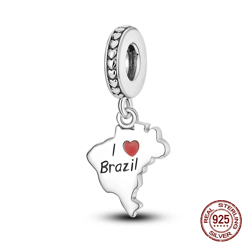Женский браслет из серебра 2021 пробы с картой Бразилии | Украшения и аксессуары