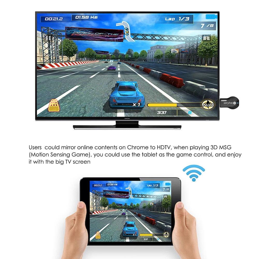 Для ТВ-приставки Anycast M2 Plus экран зеркального отображения совместимый с HDMI