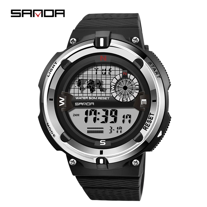 SANDA 392 Brand Digital Military Men Electronic Watch Countdown Led Clock Men's Waterproof Sports Wrist Watch Relogio Masculino
