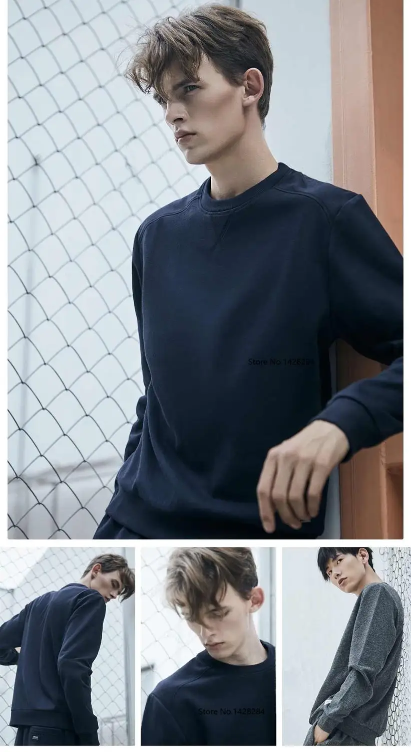 Youpin Классический Мужской флисовый свитер с круглым вырезом мягкий свободный