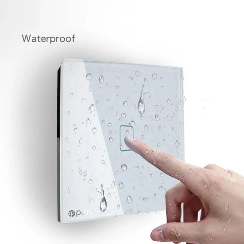 

EU standard white glass 1 gang 1 way Wall Touch Sensor Light Switch touch switch