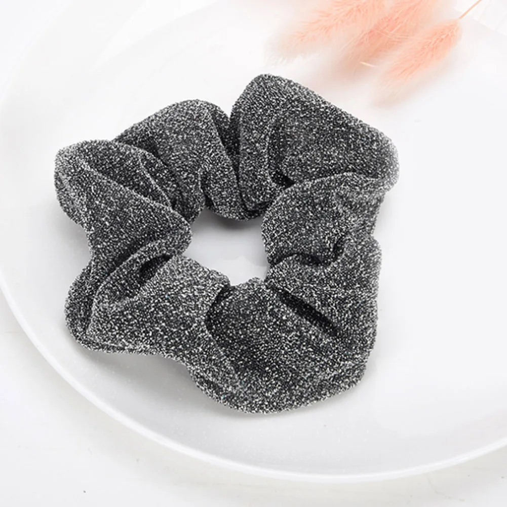 Женская Блестящая резинка для волос золотого и серебряного цвета эластичная