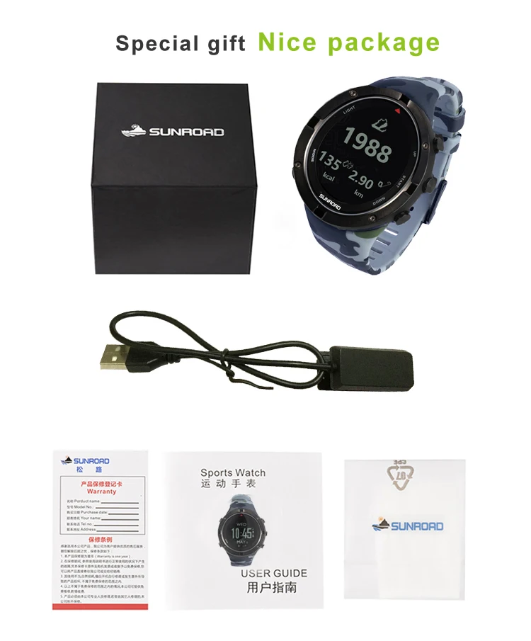 Часы наручные SUNROAD Мужские Цифровые спортивные Смарт-часы с GPS пульсометром