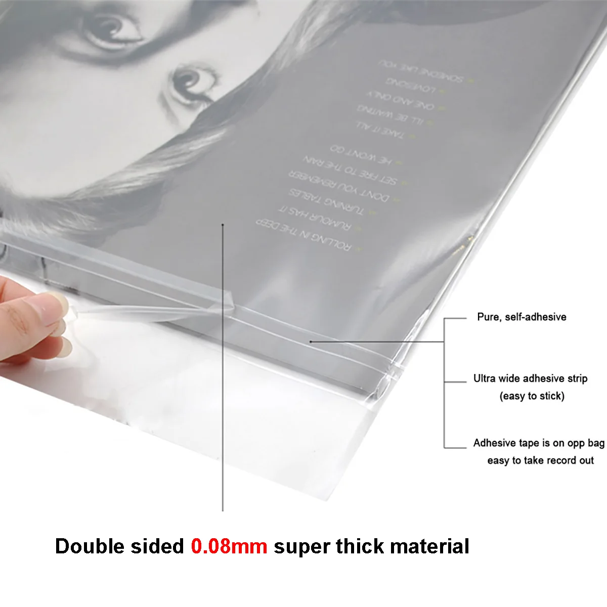 

50PCS Recording Protective Sleeve for Turntable Player LP Vinyl Record Self Adhesive Records Bag 12" 32.3cm*32cm