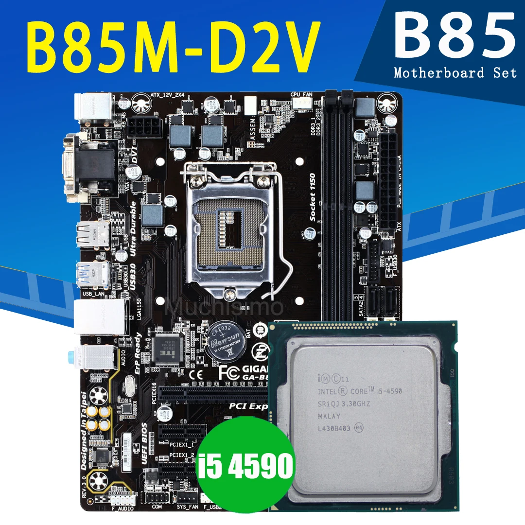 Online LGA 1150 Gigabyte B85M-D2V Mainboard Mit Intel Core I5 4590 CPU DDR3 16GB PCI-E 3,0 3,3 GHz 4-core 6MB PC Intel B85 Placa-Mãe