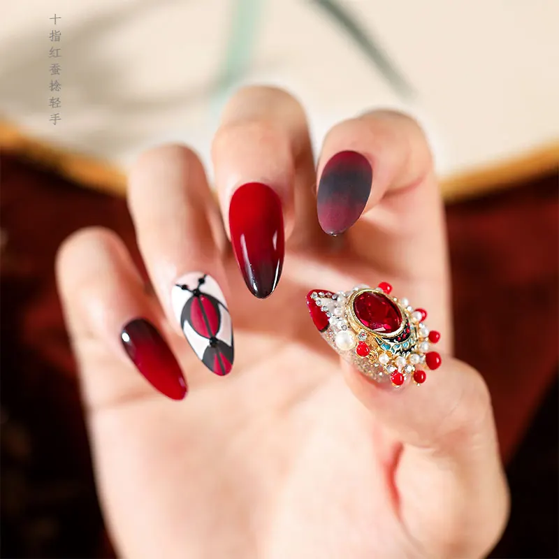 3pcs Chinese Design Drama Line Stone Nail Studs Nails Art Parts for Nail UV Gel Polish Decoration of Nail Accessories