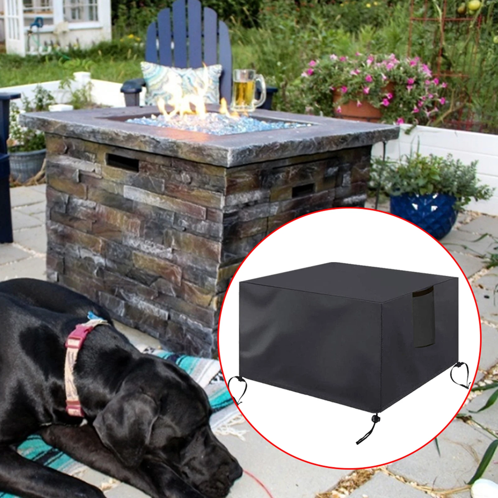 

High Quality BBQ Grill Barbeque Cover Outdoor Rain Grill Fire Pit Cover Square Anti Dust Waterproof Patio Firepit Table Cover