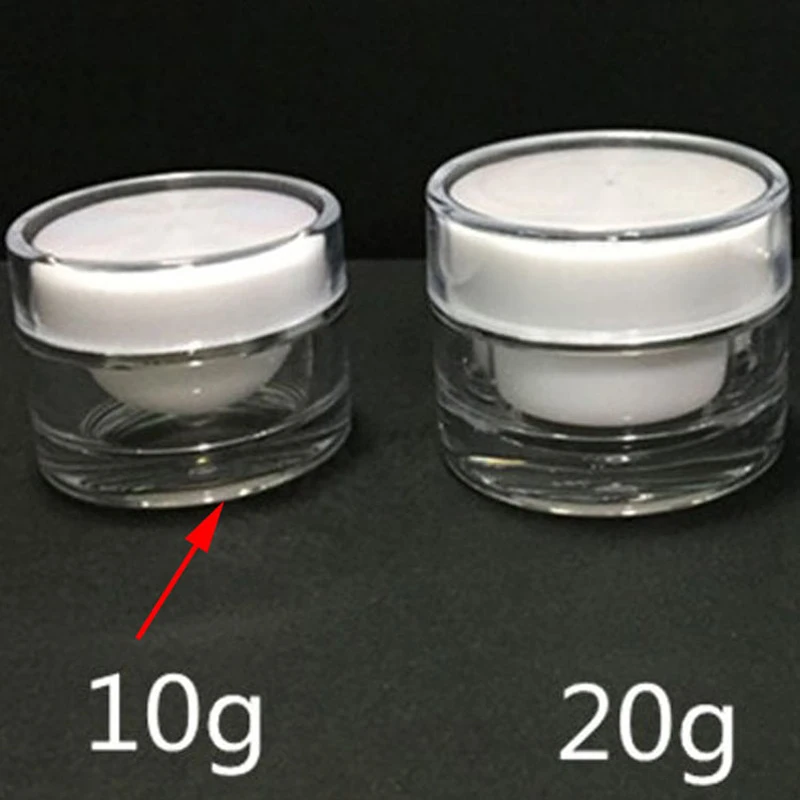 Пластиковая/акриловая белая банка с двойными стенками 10 г круглый косметический