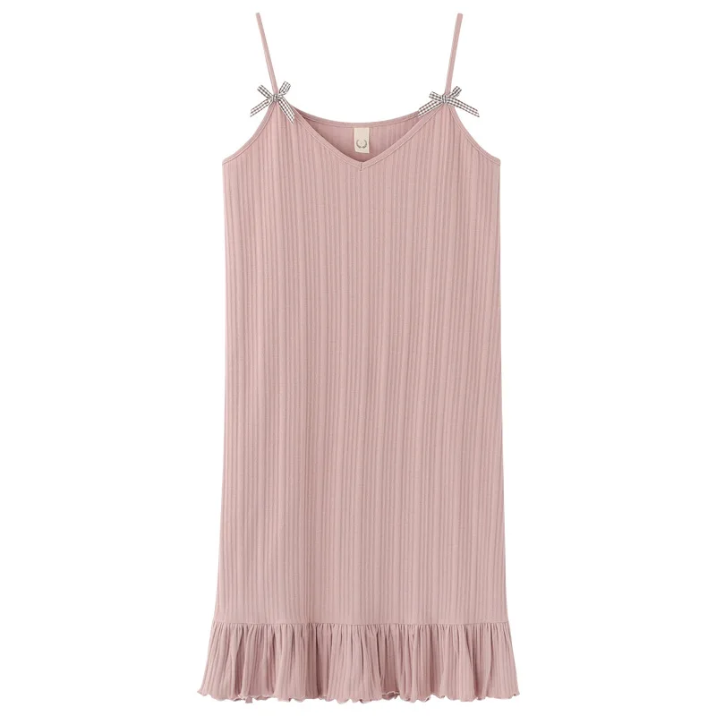 

Summer Sling Nightdress Pajamas for Women Vest Loose Comfortable Casual Ladies 3XL Large Size Pure Color Pajamas Home Service