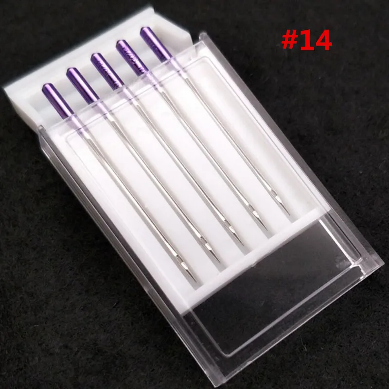 purple 1 комплект, 5 шт., синяя, красная, фиолетовая головка, размер иглы 11/14, трикотажная ткань, эластичная ткань, чтобы предотвратить прыжок для швейная машина Janome - Цвет: purple