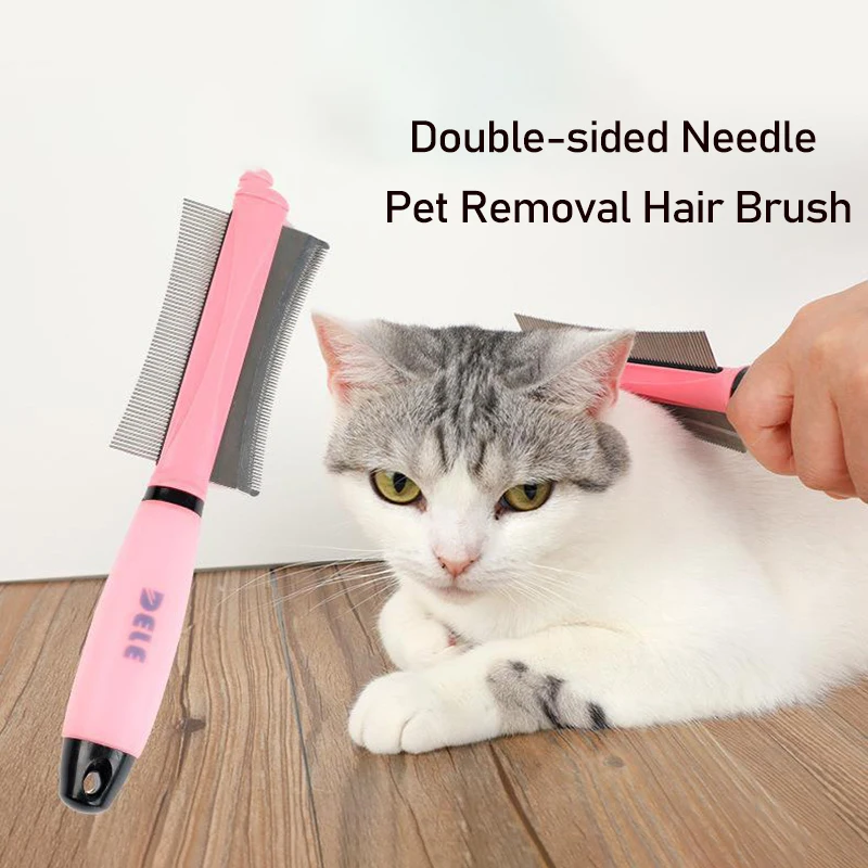 Расческа для удаления шерсти домашних питомцев двухсторонняя щетка игольчатая