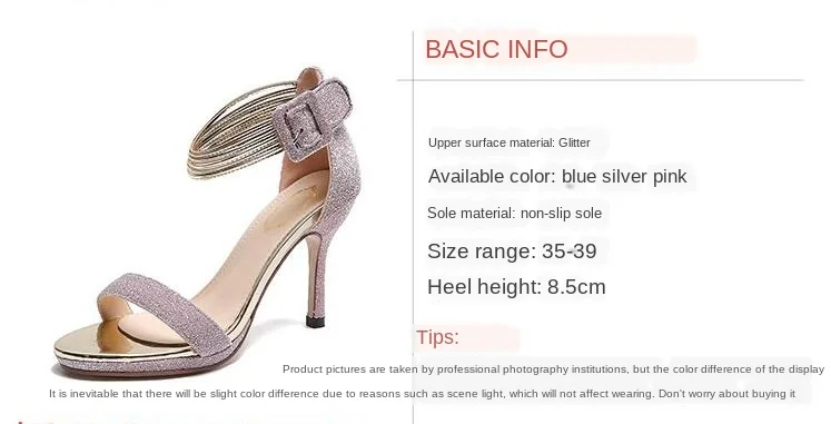 

Summer women sandals slippers Sexy Open Toe Super High Heel Sandals Ladies Sequined Thin Heel Single Shoes Woman