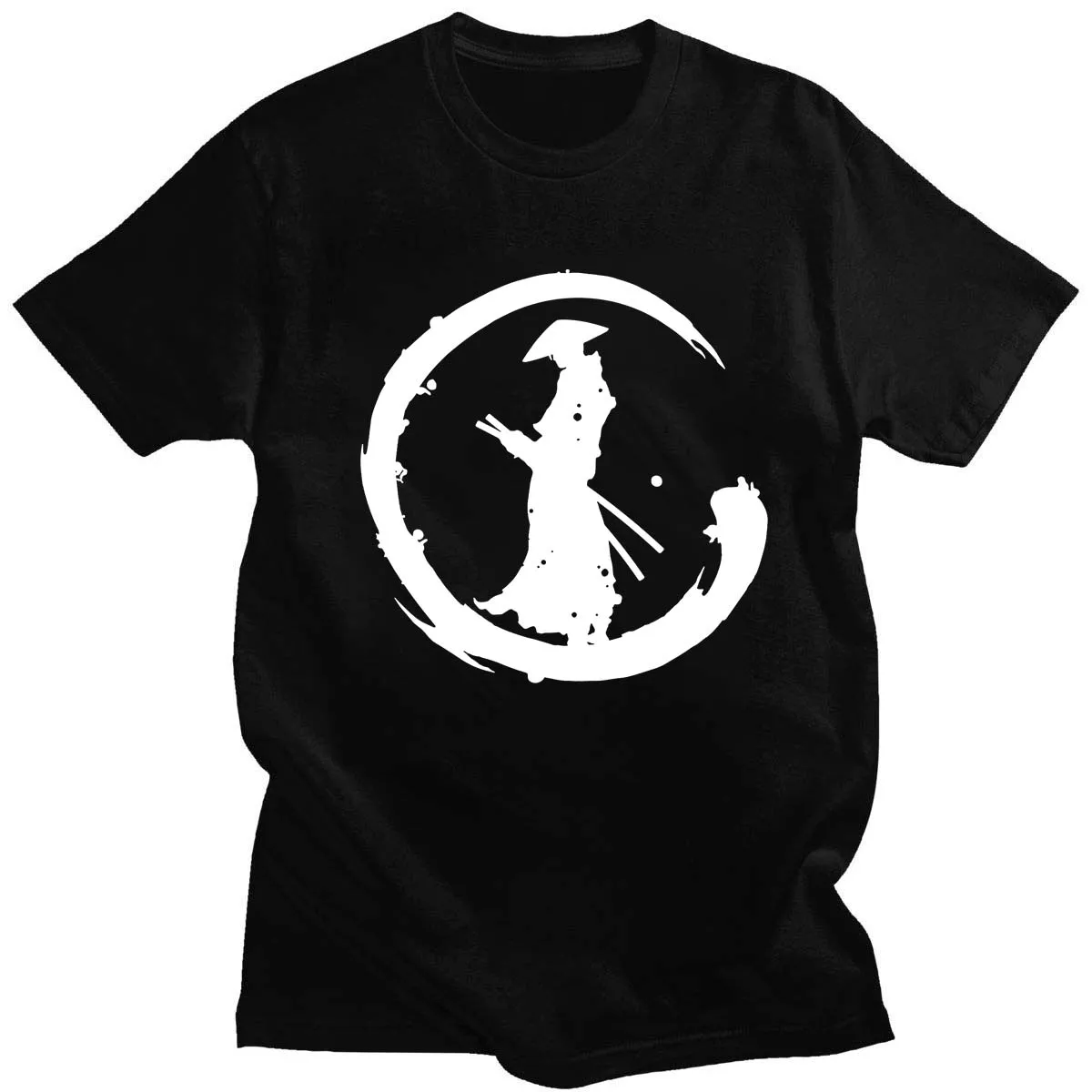 

Футболка в стиле Харадзюку с принтом самурая, повседневная простая Свободная рубашка из хлопка с круглым вырезом и короткими рукавами, цвет...