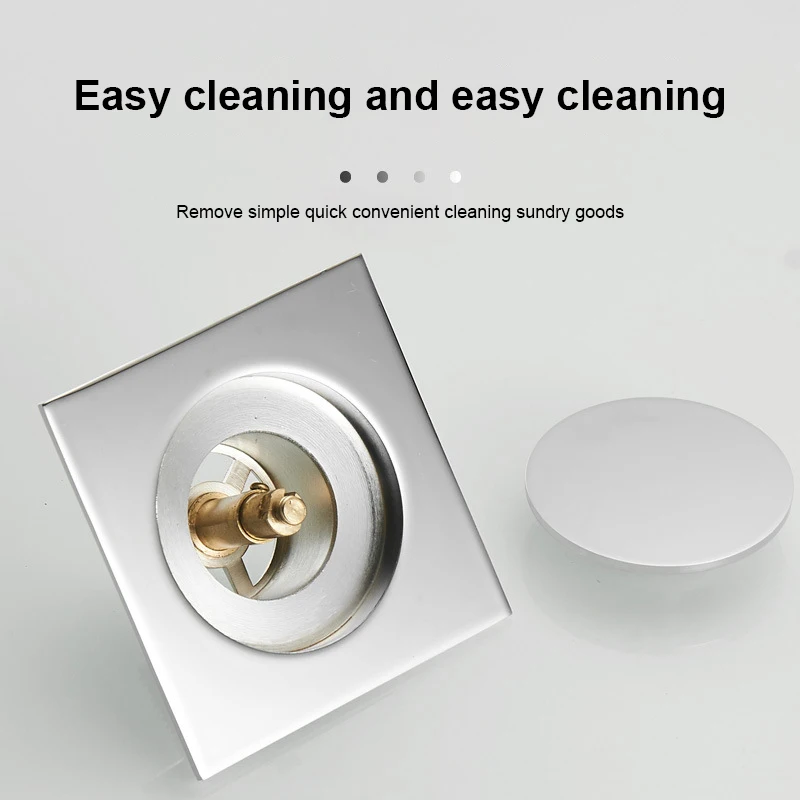 

Bathroom Shower Drain Strainers Square Pop Up Floor Drain-Floor Cover Push Down Drain Plug Anti-odor Bath Shower Drain