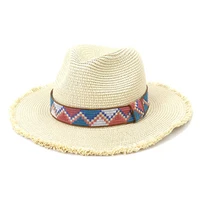 straw hats women belt band khaki black summer spring sun hats wide brim casual outdoor sun protection outdoor beach summer hats