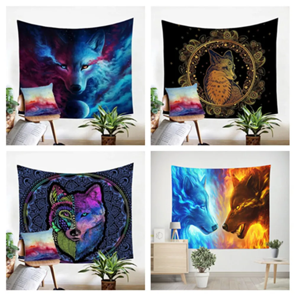 Гобелен с воинами волками настенные племенные простыни животными гобелены