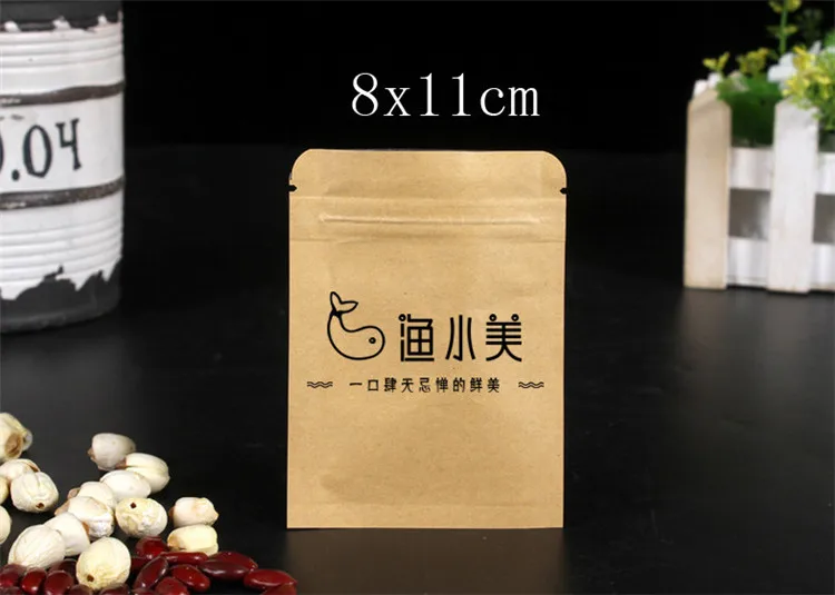 Плоский нижний крафт бумага мешки для упаковки с замком на молнии алюминиевая