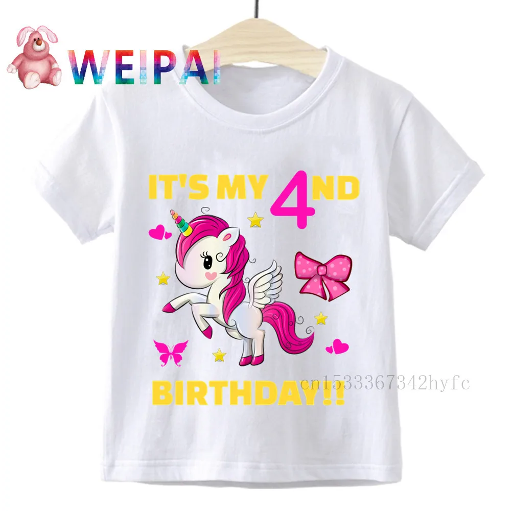 Детская футболка с надписью It Is My 1 2 3 4 5 Birthday Unicorn Number для детей 1-9 лет Подарочная