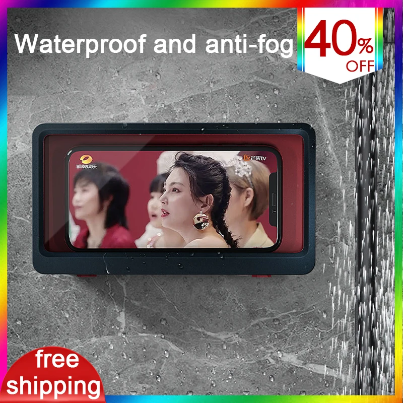 

Storage Rack Wall-mounted Phone Case Bathroom Anti-fog Holder High Transparent Touch Screen Waterproof Accessories Hanging Shelf
