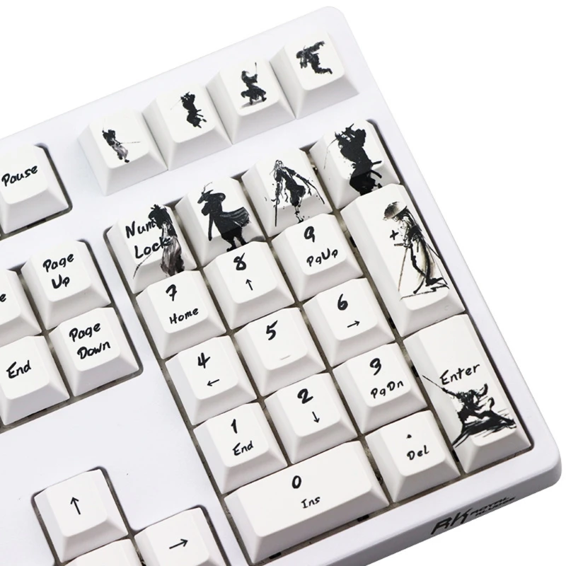 

Knight errant Keycap Ink Keycap 5-Surfaces Dye Sub OEM Profile 128 Key ANIS Layout Augment Mechanical Keyboard Keycap