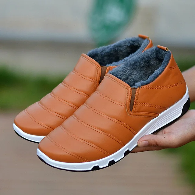 

One Step Men Cotton Boots Soft Bottom Cotton Shoes Polyurethane Cotton Shoes Plus Velvet Winter Casual Flat Heel Cotton Boots