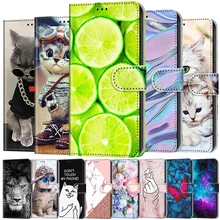 Leather Flip Case For Huawei P40 Lite E Phone Cover Huawei P30 P20 Pro P10 P9 P8 Lite 2017 2019 Wallet Painted Funda Coque Capa