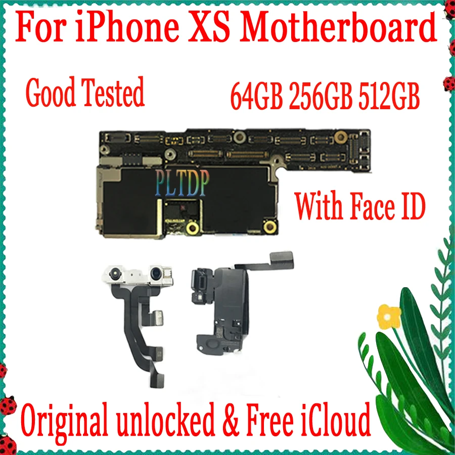 Placa base Original de desbloqueo para iPhone XS, Chips completos icloud, placa lógica de prueba, 64GB, 256GB, 512GB, con/sin identificación facial