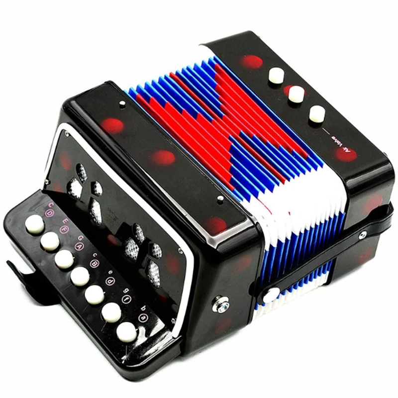 Mini Small Keyboard Accordion Rhythm Educational Musical Instrument Band with Harmonica(Ran Color) | Спорт и развлечения