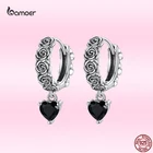 Женские серьги в форме сердца Bamoer, серьги из стерлингового серебра 925 пробы в виде темной розы на Хэллоуин 2021