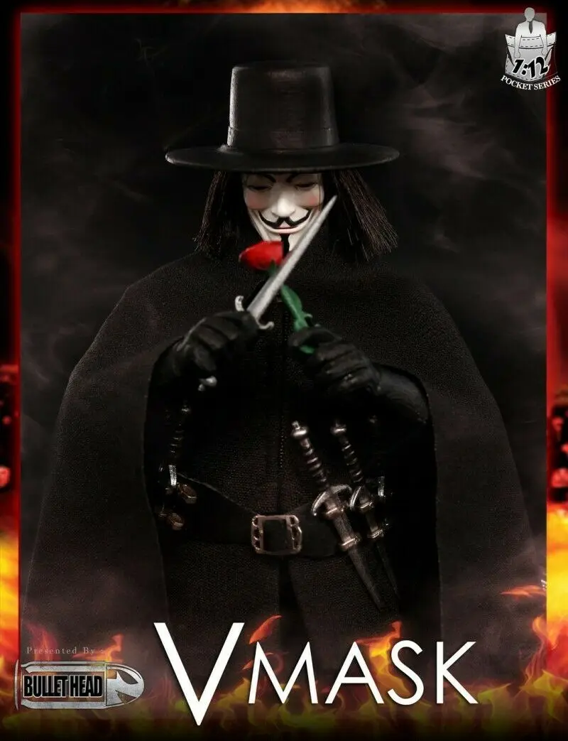 Коллекция 1/12, цилиндрическая голова BH004 1/12 VMASK V для вендетты, Мужская фигурка, набор, экшн-фигурка, модель, игрушка, подарок для фанатов