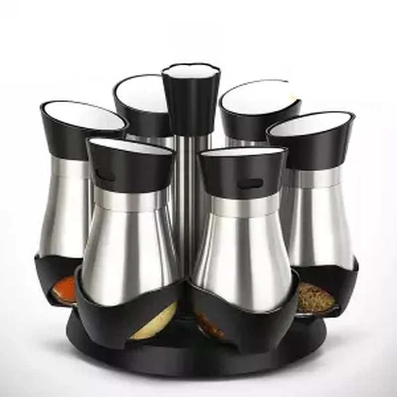 Стеклянная вращающаяся банка для специй коробка приправ набор барбекю бутылка